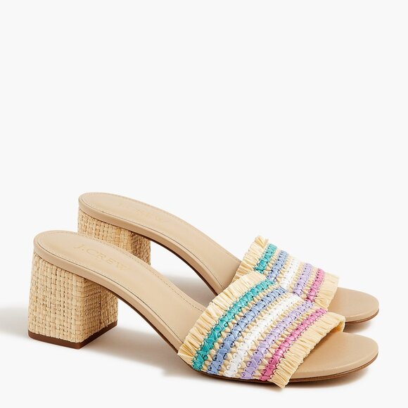 NIB J Crew Factory Woven Pastel Mule Heels Size 8 - Picture 1 of 4